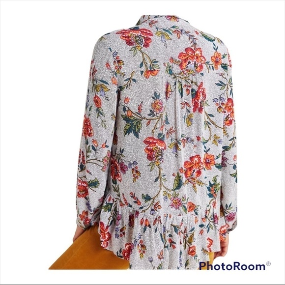 MAEVE x ANTHROPOLOGIE Janie Floral Flounced Long Sleeve Peasant Top Size 0/XS - Picture 3 of 9